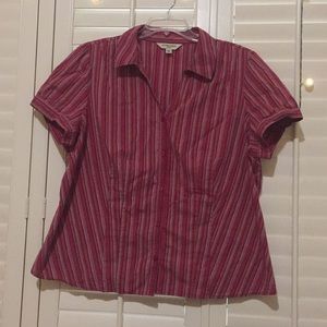 Red Striped Button-up Blouse